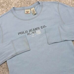 90s Vintage Polo Jeans Co. Long Sleeve Shirt | Light Blue | XL